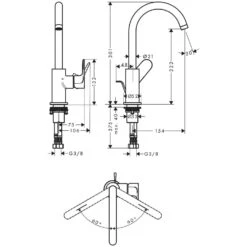 Hansgrohe Rebris S Einhebel-Waschtischarmatur 210 Mit Schwenkauslauf Und Zugstangen-Ablaufgarnitur -Hansgrohe hansgrohe badarmaturen rebris waschtisch einhebel waschtischarmatur 8754272
