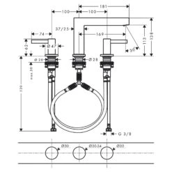 Hansgrohe Finoris 3-Loch Waschtischarmatur 110 Mit Push-Open Ablaufgarnitur -Hansgrohe hansgrohe finoris waschtisch 3 loch waschtischarmatur 4781243