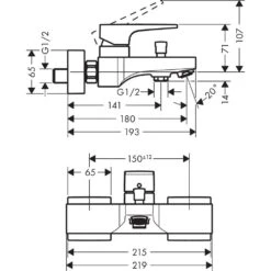 Hansgrohe Metropol Einhebel-Wannenmischer Aufputz Mit Hebelgriff